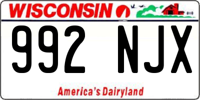 WI license plate 992NJX