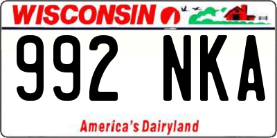 WI license plate 992NKA