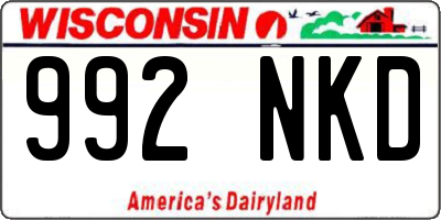 WI license plate 992NKD