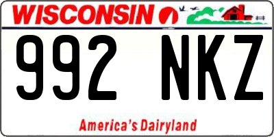 WI license plate 992NKZ