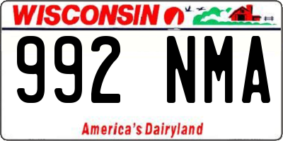 WI license plate 992NMA