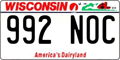 WI license plate 992NOC