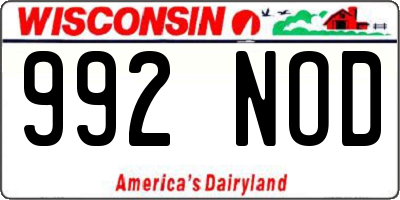 WI license plate 992NOD