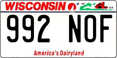 WI license plate 992NOF