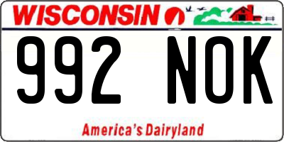 WI license plate 992NOK