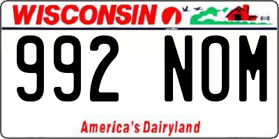 WI license plate 992NOM