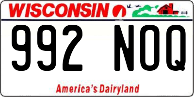 WI license plate 992NOQ