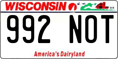 WI license plate 992NOT