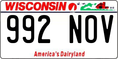 WI license plate 992NOV