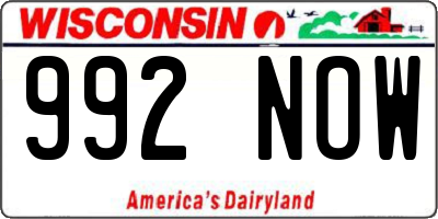WI license plate 992NOW