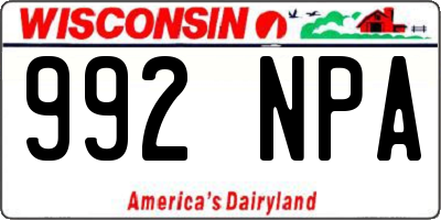 WI license plate 992NPA