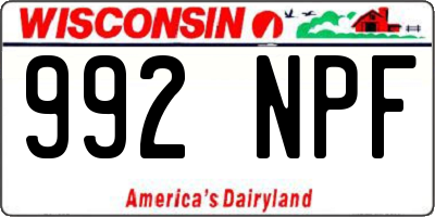 WI license plate 992NPF