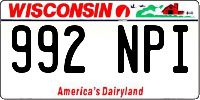 WI license plate 992NPI
