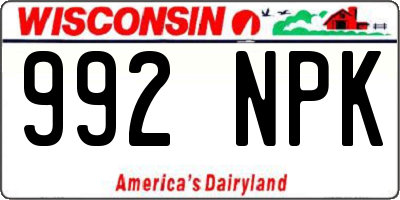 WI license plate 992NPK
