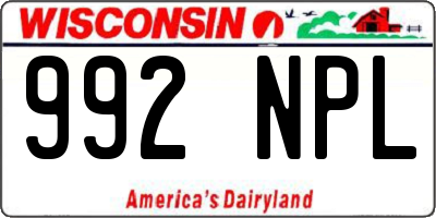 WI license plate 992NPL