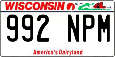 WI license plate 992NPM