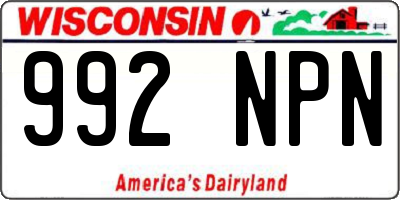 WI license plate 992NPN