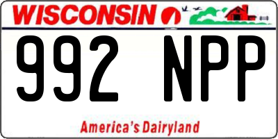 WI license plate 992NPP