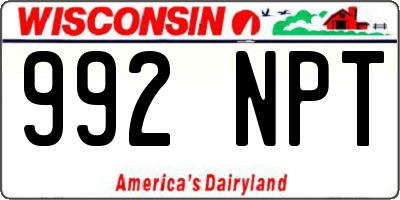 WI license plate 992NPT