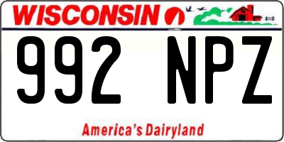 WI license plate 992NPZ