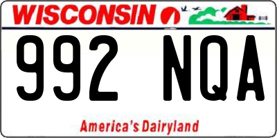 WI license plate 992NQA