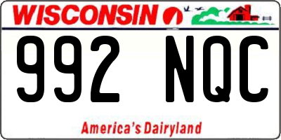 WI license plate 992NQC