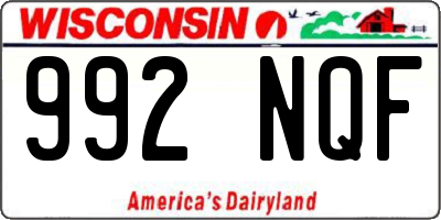 WI license plate 992NQF