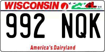 WI license plate 992NQK