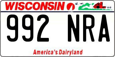 WI license plate 992NRA