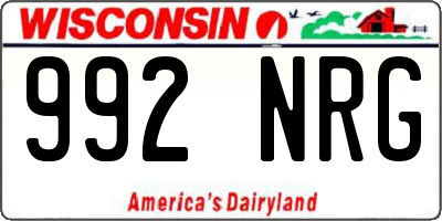 WI license plate 992NRG