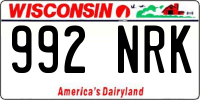 WI license plate 992NRK