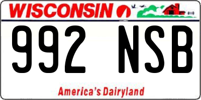 WI license plate 992NSB
