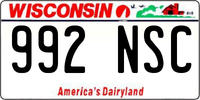 WI license plate 992NSC