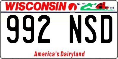 WI license plate 992NSD