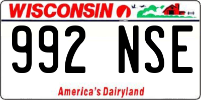 WI license plate 992NSE