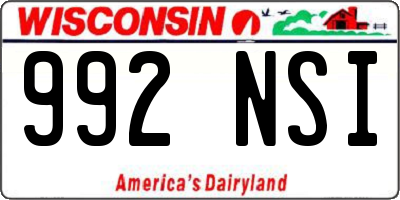 WI license plate 992NSI
