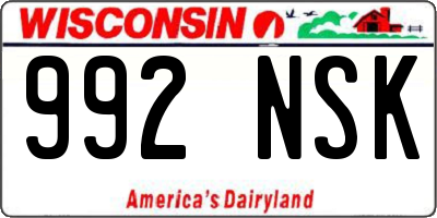 WI license plate 992NSK
