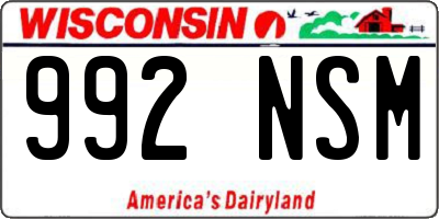 WI license plate 992NSM