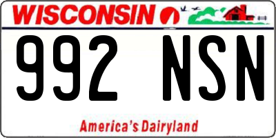 WI license plate 992NSN