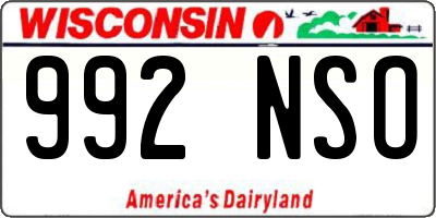 WI license plate 992NSO