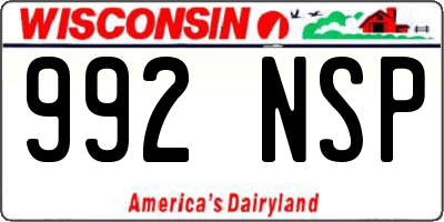 WI license plate 992NSP