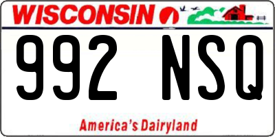 WI license plate 992NSQ