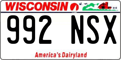 WI license plate 992NSX