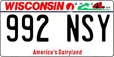 WI license plate 992NSY