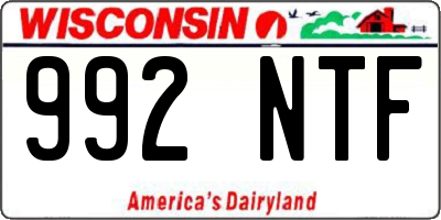 WI license plate 992NTF