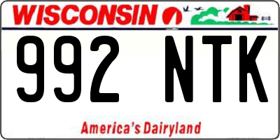 WI license plate 992NTK