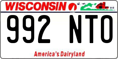 WI license plate 992NTO