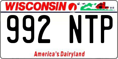 WI license plate 992NTP