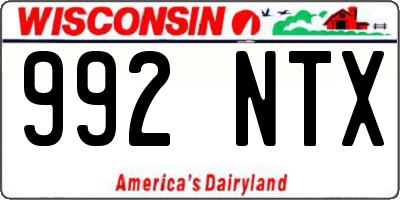 WI license plate 992NTX