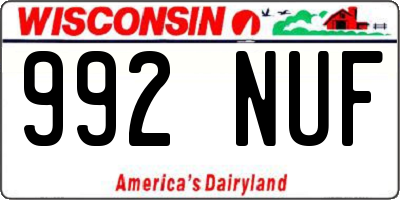 WI license plate 992NUF
